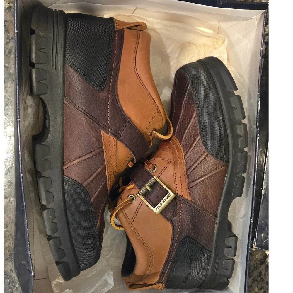 Polo Sport Ralph Lauren Womens Brown Leather Duck Boots Buckle 9B 813975001